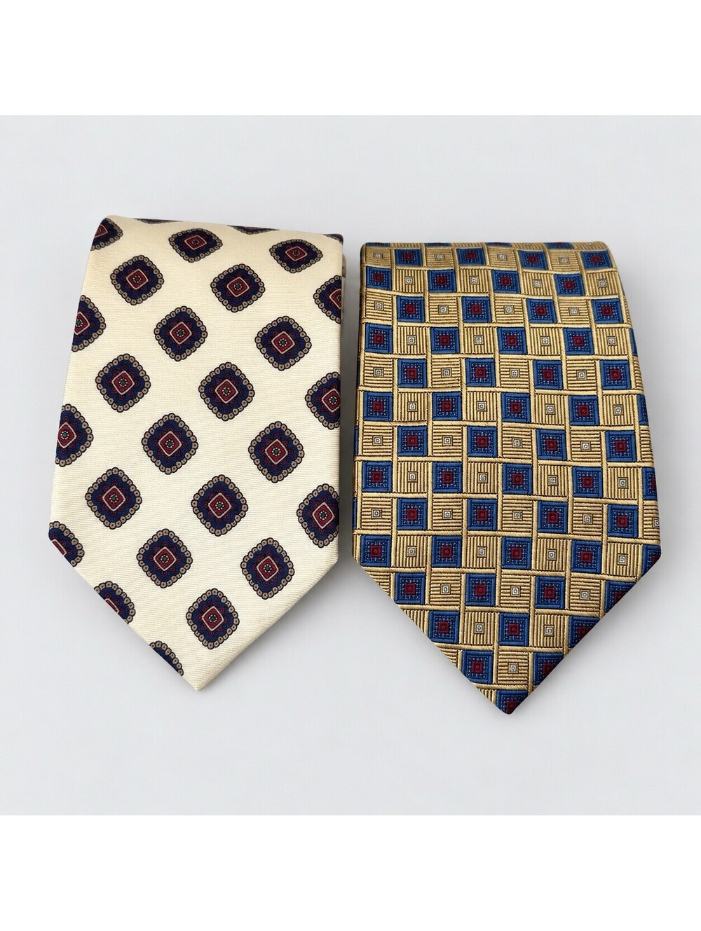 Vintage Brooks Brothers Silk Neckties Lot of 2 Makers 346 Geometric Made USA